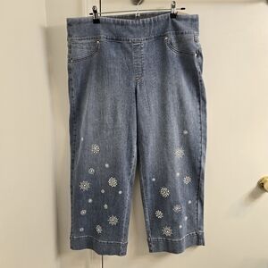 NWT Chico’s Perfect Stretch Pull On Straight Ankle, Size 3, Crystal Details